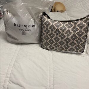 Kate Spade Black and White Floral Spade ♠️ Large Shoulder Bag